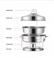 Plat de service isotherme haut de gamme en acier inoxydable 9L pour hôtels, fêtes et restaurants, avec chauffage à l'alcool