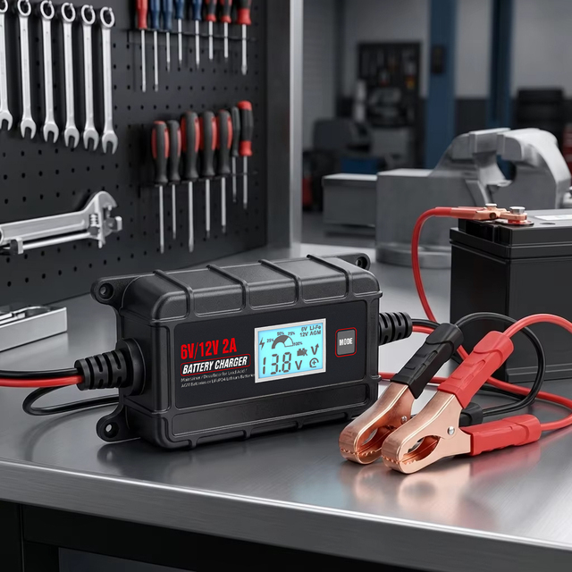 Smart Car Battery Charger Maintainer Desulfator LCD Display 6V 12V 2A for AGM Lithium-Ion Lead Acid Batteries