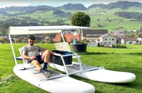 Portable Motomarine Gonflable Double Sup Catamaran Jeu D'eau Pêche Ponton Vélos pour Lac