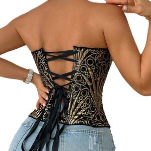 مشد نسائي مثير مشد بطبعة أزهار عتيق مشد علوي برباط مشد مشد مشد دورادو دي موجر بلوزات - Product Image 3