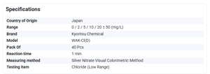 KYORITSU WAK-Cl(D) แถบตรวจสอบน้ำ, วัสดุตรวจสอบน้ำเสียที่มีคลอรีนความเข้มข้นต่ำ 40 ครั้ง - Product Image 3