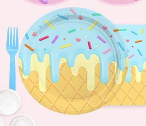 Assiettes en papier CMYK 7 pouces OEM Joyeux Anniversaire, Décorations de fête jetables style moderne, Design rond pour crème glacée, Vente directe usine - Product Image 2
