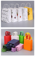 Sac en papier kraft blanc et brun personnalisé avec poignée pour emballages cadeaux, aliments et boissons