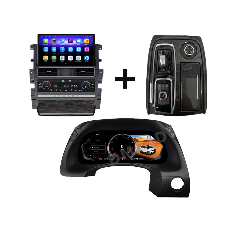 Kit de controle de direção para carro com painel LCD, kit de rádio GPS com tela Android para Nissan Patrol Y62 Armada 2010-2022