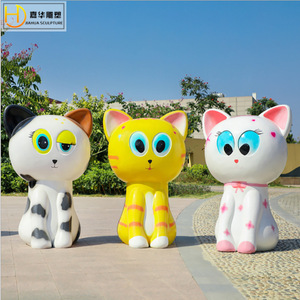 ประติมากรรมรูปแมวการ์ตูน วัสดุไฟเบอร์กลาส ตั้งพื้น ตกแต่งรูปสัตว์สมัยใหม่ - Product Image 4