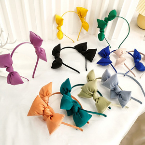 <span class=keywords><strong>Diadema</strong></span> de tela para mujer, accesorios para el cabello de tela <span class=keywords><strong>azul</strong></span>, Color sólido, cintas para el pelo Kawaii con lazo para mujer - Product Image 4