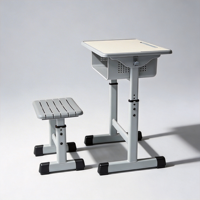 Bureau d'école pour enfants avec grand tiroir et crochet pour livres, hauteur réglable, design anti-pincement, ensemble table et chaise d'étude pour enfants