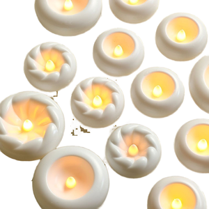 Lámpara de Té LED Flotante a Prueba de Agua, de Cera de Parafina, con Pilas, Luz Blanca Cálida 3D, Decoración Diwali para Fiestas, Hecha a Mano - Product Image 1