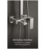 Système de douche mural robuste en acier inoxydable chromé brossé, résistant à la corrosion et à la rouille, avec barre coulissante, pour appartement haut de gamme