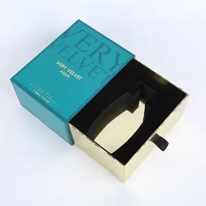 Boîtes à tiroirs à glissière de parfum en or noir de luxe avec logo personnalisé Ensemble cadeau d'emballage en papier en carton rigide Bouteille de parfum avec boîte