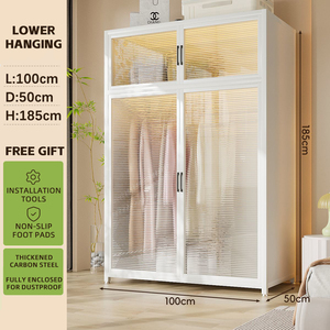 Phòng ngủ tủ quần áo armoire kim loại tủ quần áo lưu trữ tủ PC bảng mặt trời cửa phòng ngủ hiện đại thép tủ quần áo cho căn hộ - Product Image 5