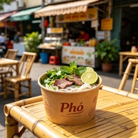Bols à pho en kraft robustes, imprimés sur mesure, écologiques, jetables, de qualité alimentaire, pour la vente à emporter, la restauration rapide et la nourriture de rue
