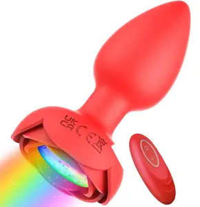 玫瑰肛门屁股插头振动器男女同性恋性玩具无线遥控g点刺激器闪光灯前列腺按摩