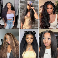 Perruques Lace Front 13x4 en Cheveux Indiens Bruts Yaki les Plus Vendues, Perruques Lace Frontales HD Kinky Straight en Cheveux Humains pour Femmes Noires