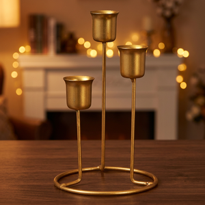 Candelabros de Hierro de 3 Brazos para Velas Cónicas, Latón y Cobre Repujados, Hechos a Mano, Duraderos, Decoración para el Hogar, Artículo de Regalo para el Día de San Valentín - Product Image 2