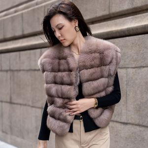 थोक उच्च गुणवत्ता वाले फर गुलाबी पूर्ण सेबल गर्दन टैंक शीर्ष कोट महिलाओं के लिए वास्तविक टकनी फर बनियान - Product Image 4