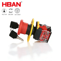 outon d'arrêt d'urgence 22mm La38, 1NO1NF, facile à installer, 660V 10A, avec clé et verrouillage maintenance pour ascenseurs