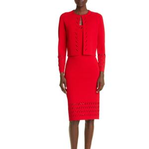 Nouvelle arrivée et design de haute qualité, robe fourreau rouge sans manches en tricot pour femmes - Product Image 2