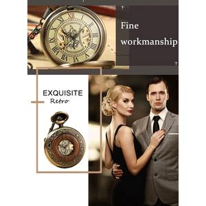 Drioshipping Nuevo Reloj de Bolsillo Mecánico de Alta Gama, Reloj de Bolsillo de Acero Inoxidable y Madera, Reloj de Bolsillo Mecánico Silencioso Retro con Tapa Abatible - Product Image 4
