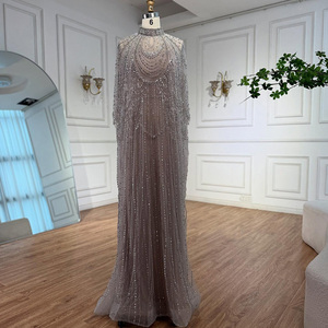 Serena collina LA72484A <span class=keywords><strong>argento</strong></span> Nude collo alto lusso perline abiti da sera formali abiti da festa di <span class=keywords><strong>nozze</strong></span> <span class=keywords><strong>per</strong></span> le donne - Product Image 1