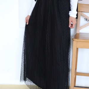 Minifalda negra de malla para mujer, con cintura elástica alta forrada, 2182 # - Product Image 4