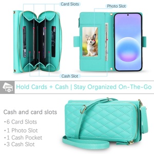 เคสโทรศัพท์หนัง PU หรูหราสำหรับ Samsung A57 A56 A37 A36 A55 A35 A26 พร้อมสายคล้องคอ ช่องใส่บัตร และขาตั้ง ป้องกันอย่างดี - Product Image 4