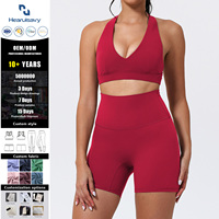 Ensembles de yoga taille haute pour femmes, respirants, anti-UV, avec logo personnalisé imprimé sur le devant, soutien-gorge et shorts de fitness pour la gym et le Pilates