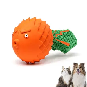 삐걱 거리는 화가 물고기 대화 형 개 칫솔 장난감 공 공격적인 씹는 사용자 정의 재미있는 동물 내구성 고무 강아지 씹는 장난감