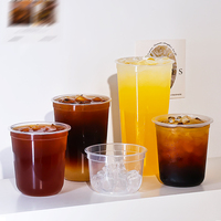 Bedrukte logo wegwerp plastic beker 500ml, food grade, 90mm diameter, frosted PP beker, bubble tea beker, U-vormig, hittebestendig, voor afhaal