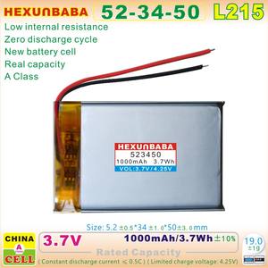 523450 3.7V 1000mAh <span class=keywords><strong>2</strong></span>线聚合物锂离子电池，用于扬声器503450 L215 - Product Image 2