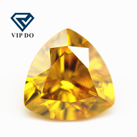 Qualité 5A 3x3-12x12mm, jaune doré, zircone cubique, gemmes en vrac, taille diamant synthétique, forme de trillion, pierres CZ