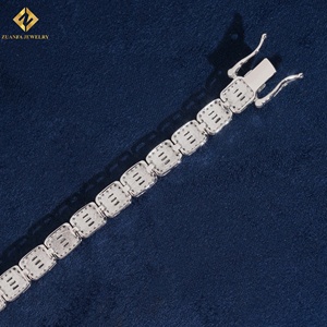 Bracelet cubain à maillons carrés et baguettes en argent 925, entièrement pavé de moissanite VVS, bijoux hip-hop pour hommes et femmes - Product Image 3