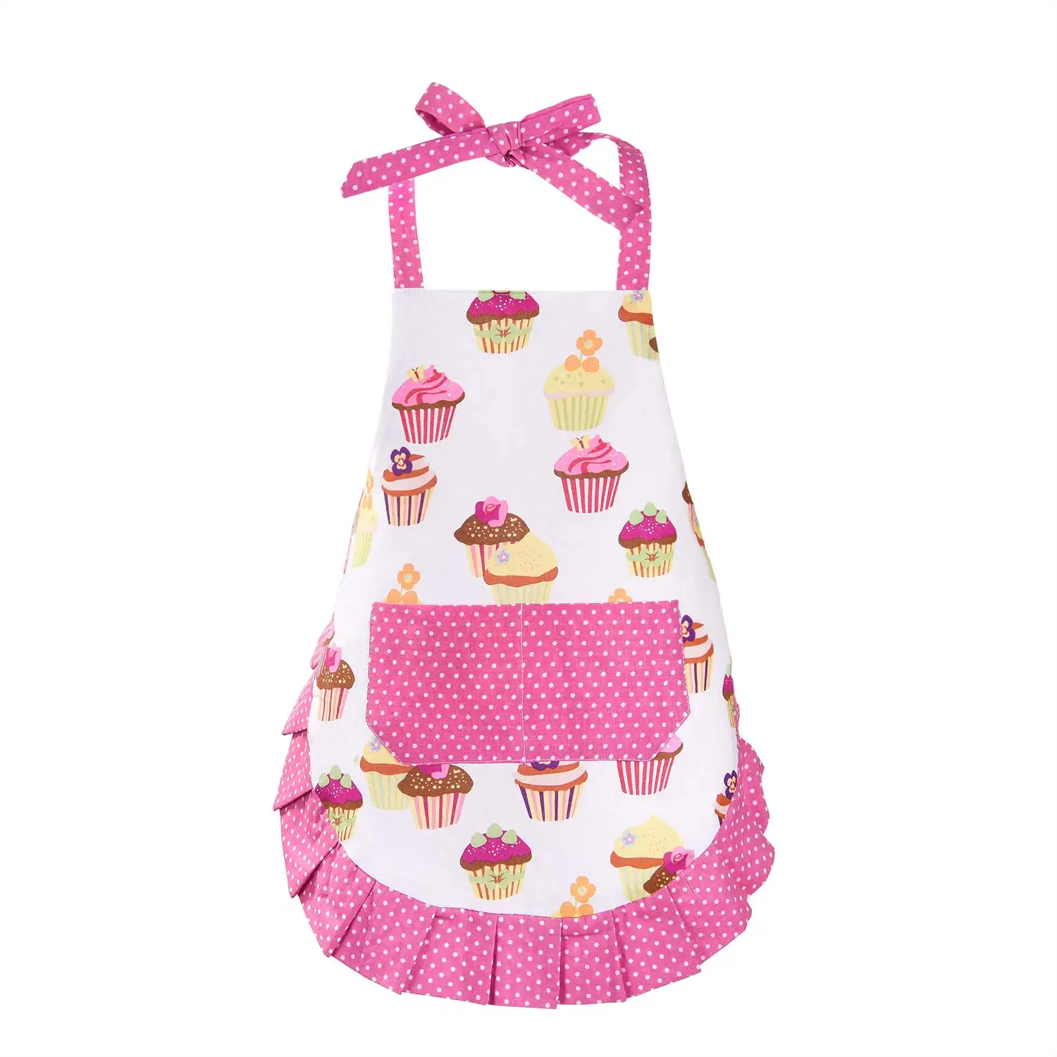 Delantal de cocina ajustable para niños y niñas, 100% algodón, bonito diseño de magdalenas, para hornear