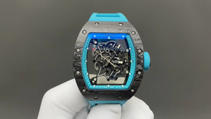 Reloj Deportivo de Lujo de Alta Gama 055, Automático, de Fibra de Carbono, Estilo de Diseñador, Cuadrado Azul Transparente, Correa de Goma de Alta Calidad - Product Image 5