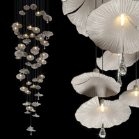 Lustre LED en céramique de luxe en forme de feuille de champignon, fleur blanche artistique, moderne, suspendu, pour escalier, villa, luminaire décoratif
