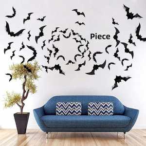 Autocollants de chauve-souris en plastique noir à effet 3D pour Halloween, 88 pièces par paquet, décorations de fête en provenance de Chine BF888 - Product Image 4