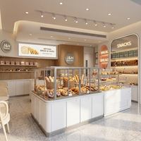 Vitrine murale ouverte pour pain et gâteaux avec éclairage LED et armoire de rangement intégrée