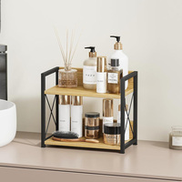 Organisateur de rangement moderne à double niveau extensible en bambou durable pour armoire de cuisine, type autoportant, pour l'organisation domestique