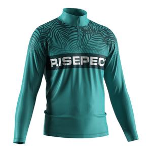 Sweat-shirt à capuche personnalisable OEM pour hommes, en polyester et coton, pull Jiujitsu à fermeture éclair 1/4, vert uni - Product Image 3