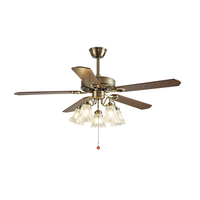 Ventilateur de plafond moderne AC/DC 42/48/52 pouces avec kit d'éclairage LED et télécommande, montage mural, 6 vitesses
