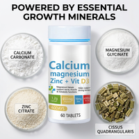 Comprimés de Calcium, Magnésium, Zinc avec Vitamine D3 – Complément Minéral pour Nutrition Quotidienne – Vente en Gros OEM ODM