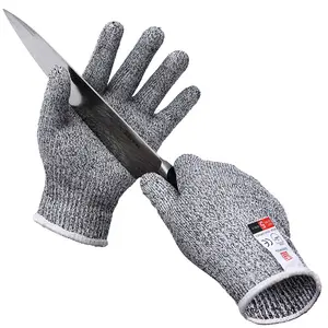 Gants de sécurité gris Hppe haute performance niveau de coupe 5 anti-crevaison et anti-crevaison résistant aux coupures