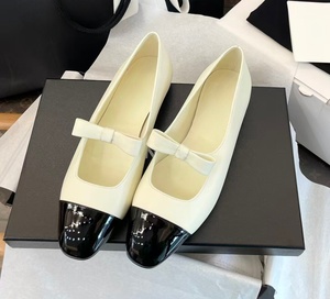 New style little fragrance black and white striped Mary Jane women's <b>shoes</b> - bow-shaped square toe <b>flat</b> <b>shoes</b> for daily - Product Image 4