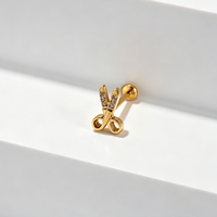 Perhiasan Tubuh YW Stainless Steel 18G Internally Threaded Flat Back Labret Stud Tragus Helix CZ