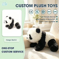 Boneka Panda Lucu Berbulu Lembut, Mainan Hewan Isi Dakron, Posisi Merangkak, Hadiah untuk Anak, Desain Dekorasi Rumah OEM