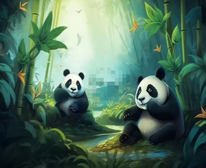 Carta da parati della stanza dei bambini sfondo di foresta di bambù Panda gigante simpatico cartone animato - Product Image 2