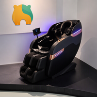 Fauteuil de massage inclinable haut de gamme en gros, massage corps entier avec rail SL 4D, airbag lombaire chauffant, étirement des pieds, Bluetooth thaïlandais