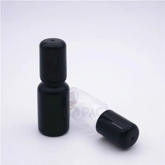 Portable Frosted Matte Black Glass Roll On Bottle For Essential Oil 10ml