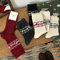 Chaussettes pour femmes FUNOLA OEM 2026, en laine, chaudes, mi-mollet, style Fair Isle, rétro, motif renne, pour Noël