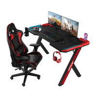 Bureau Gamer LED RGB Noir 80cm à Hauteur Réglable, Grande Table de Jeu en Métal Fibre de Carbone avec Porte-Gobelet, Idéal pour l'École et l'E-Sport, Pas Cher